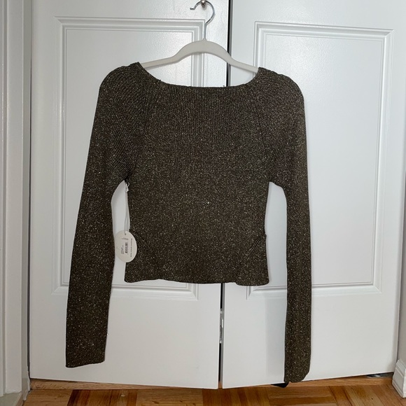 STAUD Cerro Long Sleeve Metallic Sweater Top NWT Size Medium - Picture 4 of 5